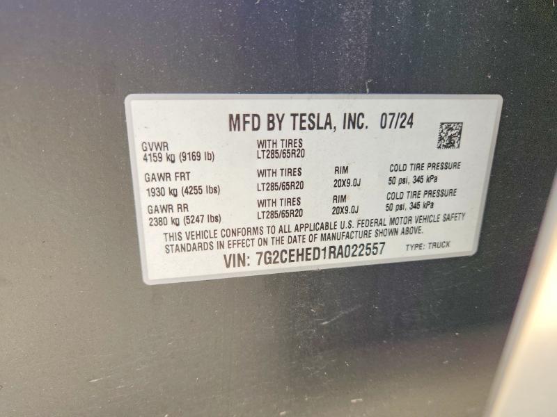 60273976 :رقم المزاد ، 7G2CEHED1RA022557 vin ، 2024 Tesla Cybertruck مزاد بيع