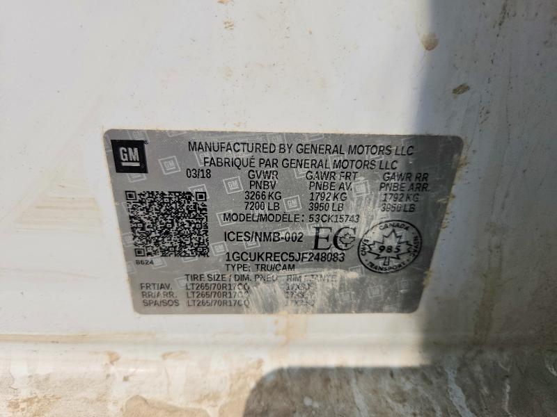 Aukcja sprzedaży 2018 Chevrolet Silverado, vin: 1GCUKREC5JF248083, numer aukcji: 63023516