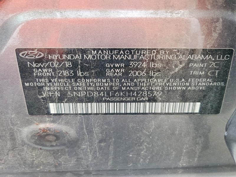 Продажа на аукционе авто 2019 Hyundai Elantra, vin: 5NPD84LF6KH428579, номер лота: 62763376