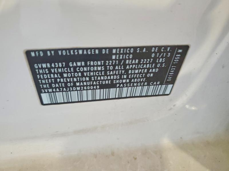 Продаж на аукціоні авто 2013 Volkswagen Jetta, vin: 3VW4A7AJ3DM260049, номер лоту: 61641166