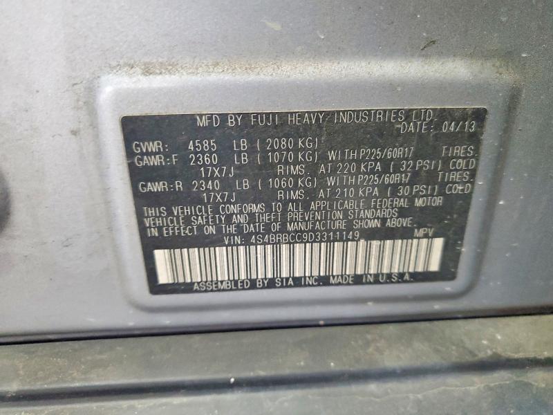Продажа на аукционе авто 2013 Subaru Outback, vin: 4S4BRBCC9D3311149, номер лота: 62043386