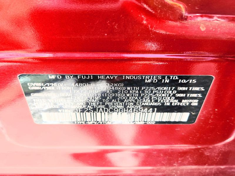 Продажа на аукционе авто 2016 Subaru Forester, vin: JF2SJADC9GH469441, номер лота: 59253006