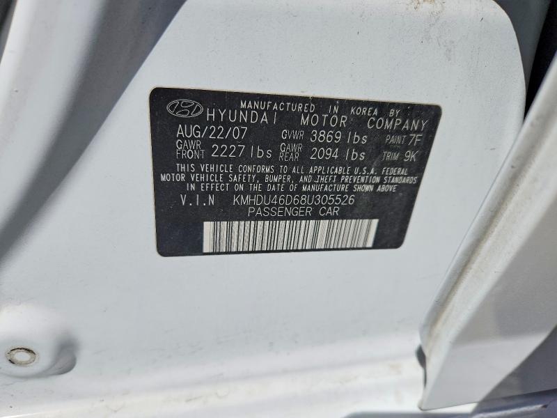 Aukcja sprzedaży 2008 Hyundai Elantra, vin: KMHDU46D68U305526, numer aukcji: 85974465