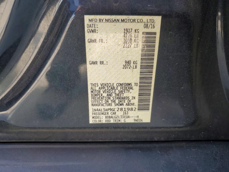 63190656 :رقم المزاد ، 1N4AL3AP9GC281982 vin ، 2016 Nissan Altima مزاد بيع