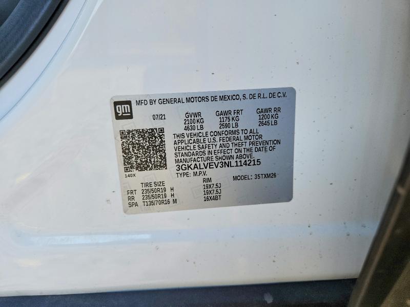 60504356 :رقم المزاد ، 3GKALVEV3NL114215 vin ، 2022 Gmc Terrain مزاد بيع