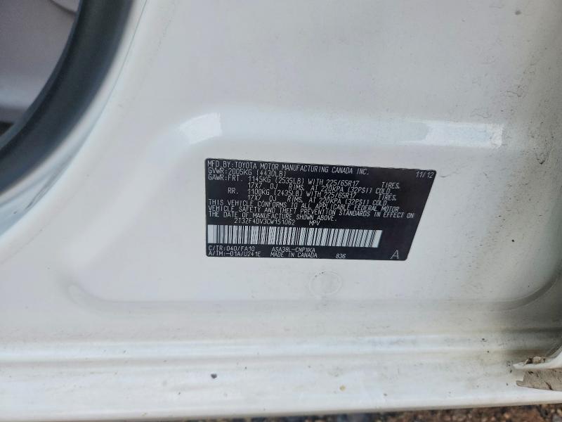 61337376 :رقم المزاد ، 2T3ZF4DV3CW151062 vin ، 2012 Toyota Rav4 مزاد بيع