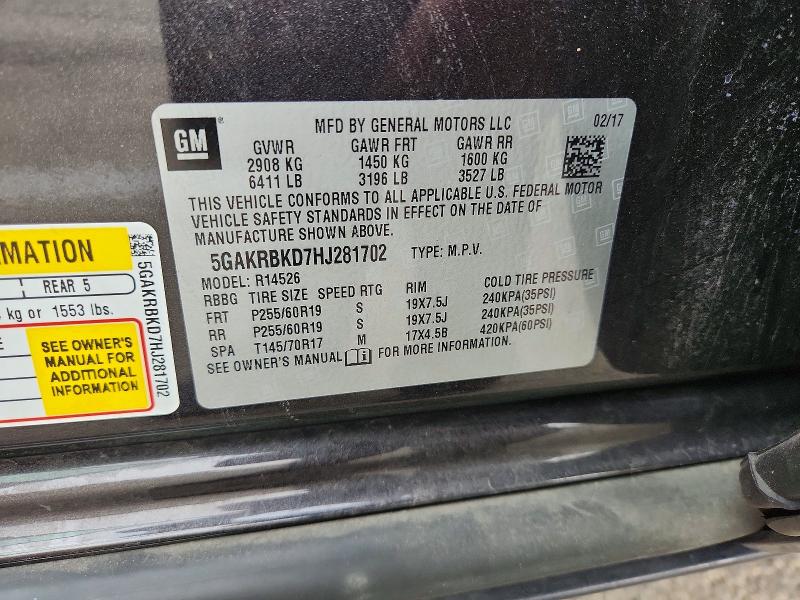 Aukcja sprzedaży 2017 Buick Enclave, vin: 5GAKRBKD7HJ281702, numer aukcji: 62754186