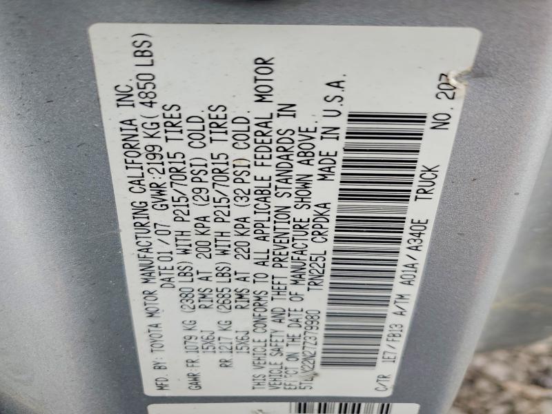 2007 Toyota Tacoma მანქანა იყიდება აუქციონზე, vin: 5TETX22N27Z379980, აუქციონის ნომერი: 60817076