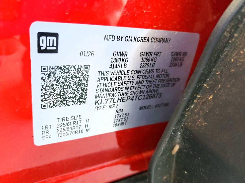 Продаж на аукціоні авто 2026 Chevrolet Trax, vin: KL77LHEP4TC126873, номер лоту: 63225296