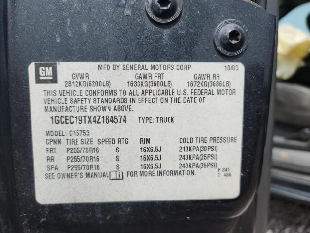 2004 Chevrolet Silverado მანქანა იყიდება აუქციონზე, vin: 1GCEC19TX4Z184574, აუქციონის ნომერი: 61125596