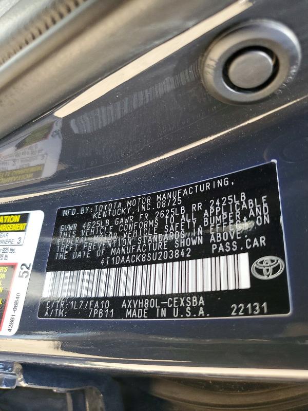 61978516 :رقم المزاد ، 4T1DAACK8SU203842 vin ، 2025 Toyota Camry مزاد بيع