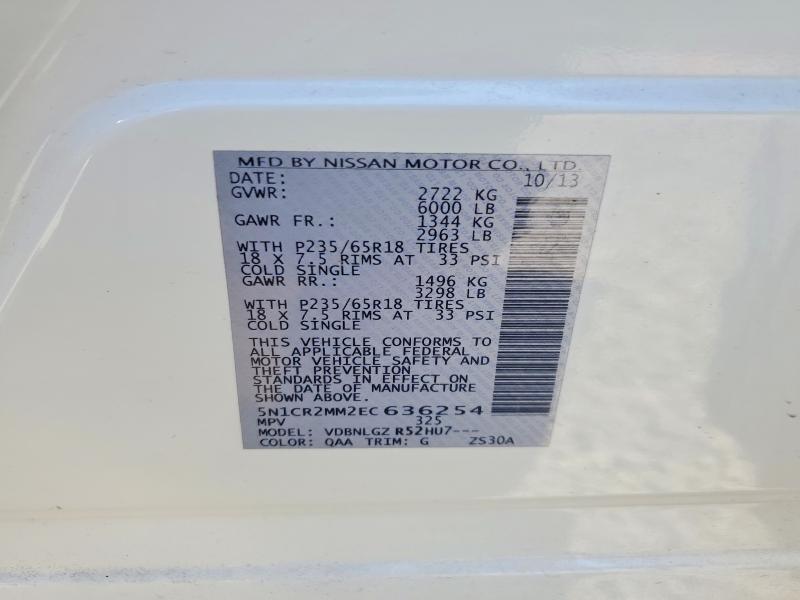 Aukcja sprzedaży 2014 Nissan Pathfinder Hybrid, vin: 5N1CR2MM2EC636254, numer aukcji: 62010316
