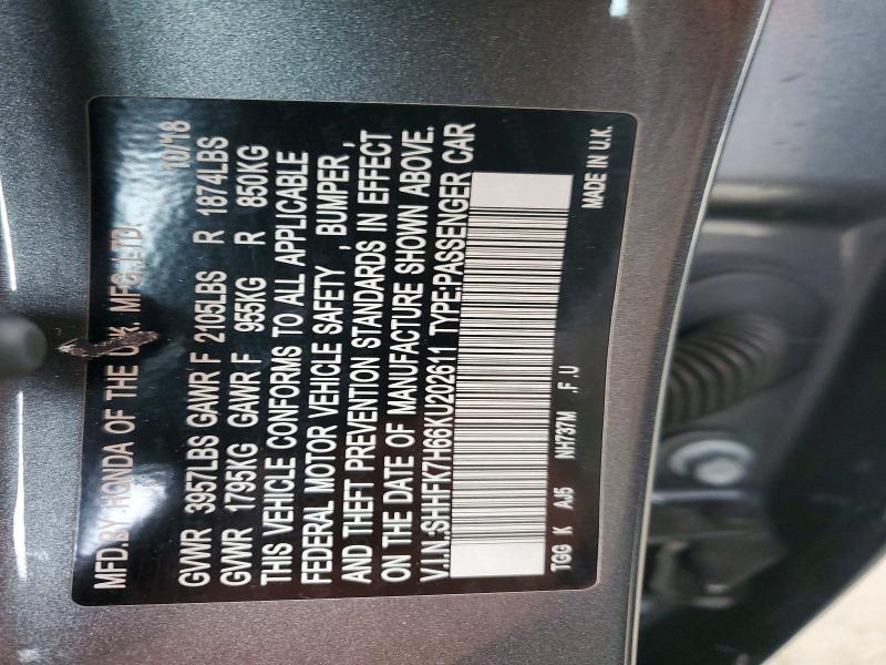 Aukcja sprzedaży 2019 Honda Civic, vin: SHHFK7H66KU202611, numer aukcji: 59541536