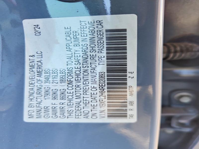 62796816 :رقم المزاد ، 19XFL2H84RE020893 vin ، 2024 Honda Civic مزاد بيع