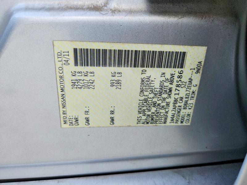 Aukcja sprzedaży 2011 Nissan Altima, vin: 1N4AL2AP8BC178586, numer aukcji: 60354066