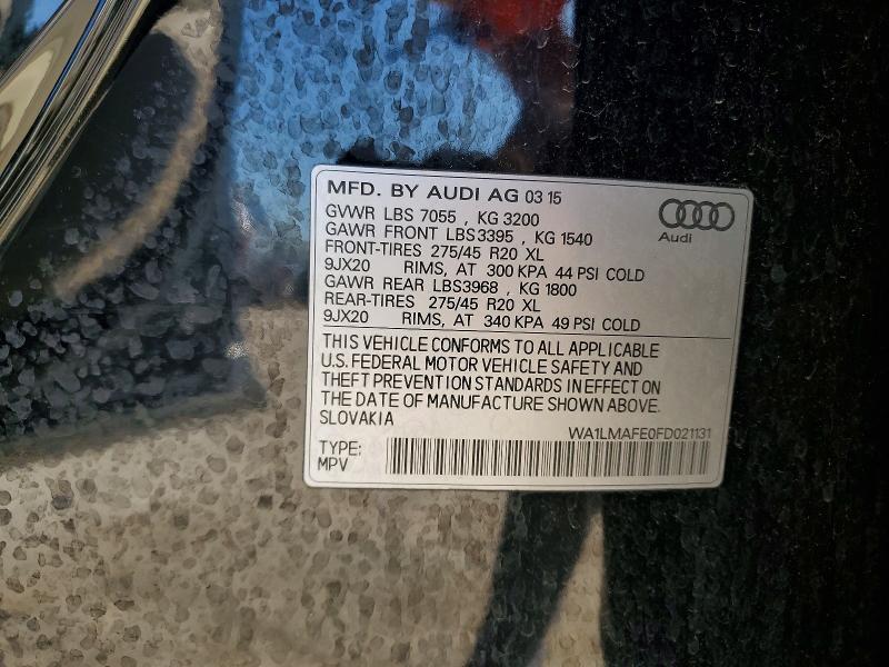 Aukcja sprzedaży 2015 Audi Q7, vin: WA1LMAFE0FD021131, numer aukcji: 61888716