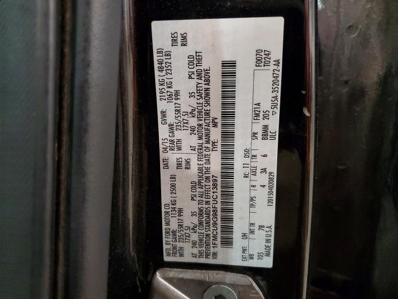 2015 Ford Escape მანქანა იყიდება აუქციონზე, vin: 1FMCU9G98FUC13897, აუქციონის ნომერი: 61136916