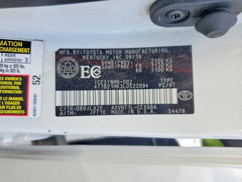 Продажа на аукционе авто 2020 Toyota Camry Hybrid, vin: 4T1B21HK3LU522094, номер лота: 85452195