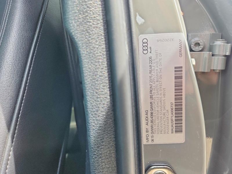 2020 Audi A3 მანქანა იყიდება აუქციონზე, vin: WAUAUGFF1LA006737, აუქციონის ნომერი: 60396976