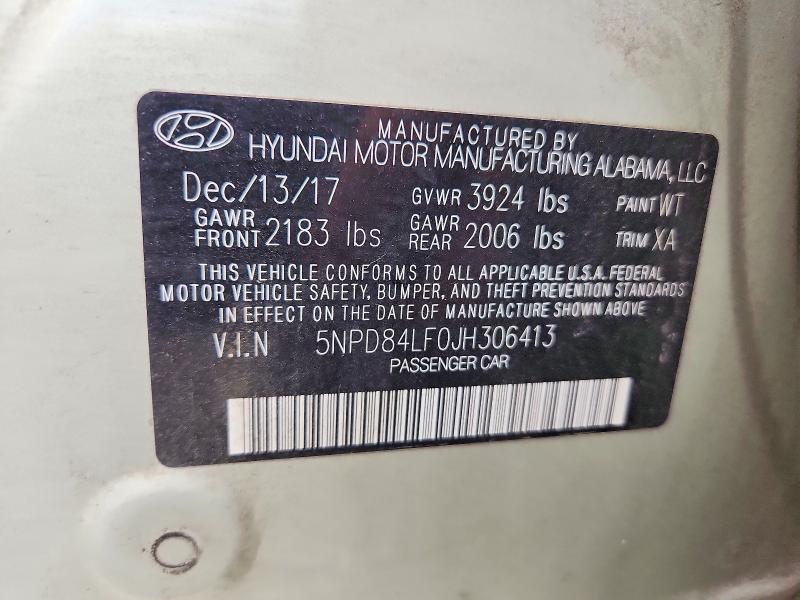 Aukcja sprzedaży 2018 Hyundai Elantra, vin: 5NPD84LF0JH306413, numer aukcji: 60482356