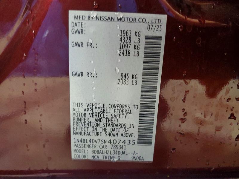 Продаж на аукціоні авто 2025 Nissan Altima, vin: 1N4BL4DV7SN407435, номер лоту: 61129406
