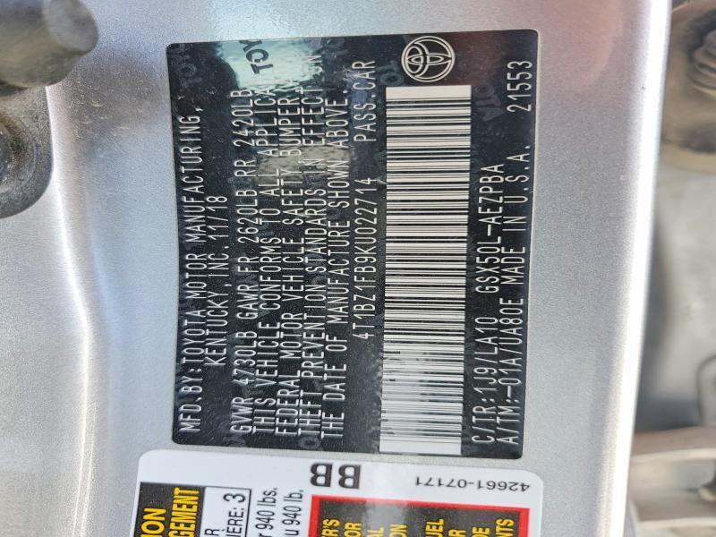 61881276 :رقم المزاد ، 4T1BZ1FB9KU022714 vin ، 2019 Toyota Avalon مزاد بيع