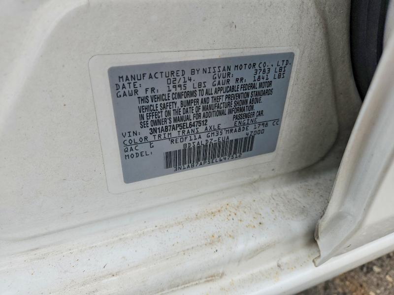 Продажа на аукционе авто 2014 Nissan Sentra, vin: 3N1AB7AP5EL647512, номер лота: 62599636