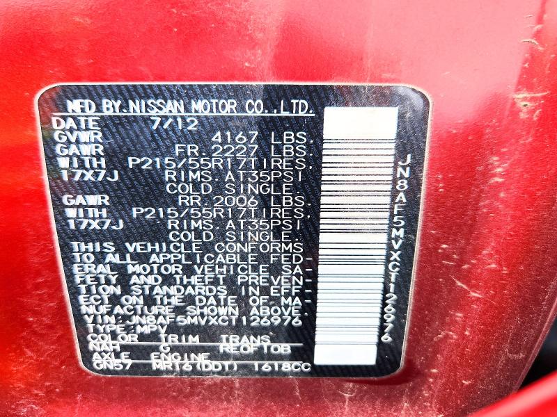 Продаж на аукціоні авто 2012 Nissan Juke, vin: JN8AF5MVXCT126976, номер лоту: 63045886