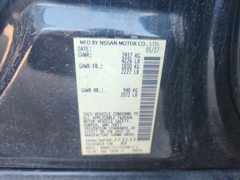 60330416 :رقم المزاد ، 1N4AL3AP3HC273233 vin ، 2017 Nissan Altima مزاد بيع