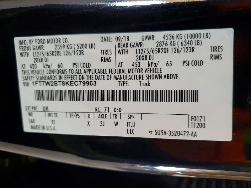 Продажа на аукционе авто 2019 Ford F250, vin: 1FT7W2BT8KEC79963, номер лота: 60132396
