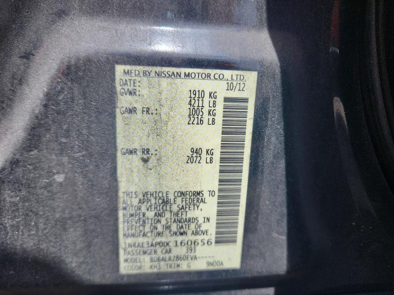 Продажа на аукционе авто 2013 Nissan Altima, vin: 1N4AL3AP0DC160656, номер лота: 60659096