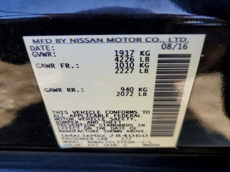 Продажа на аукционе авто 2016 Nissan Altima, vin: 1N4AL3AP0GC284060, номер лота: 59403016