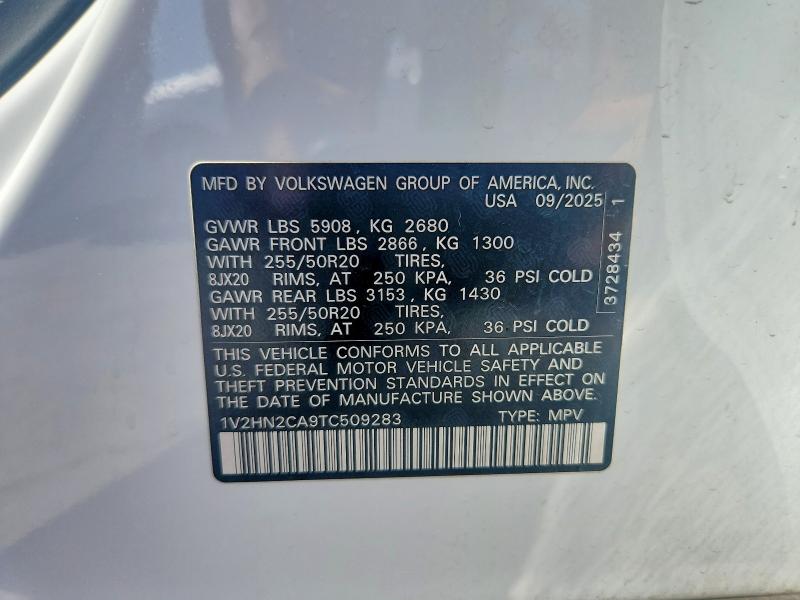 60953636 :رقم المزاد ، 1V2HN2CA9TC509283 vin ، 2026 Volkswagen Atlas مزاد بيع