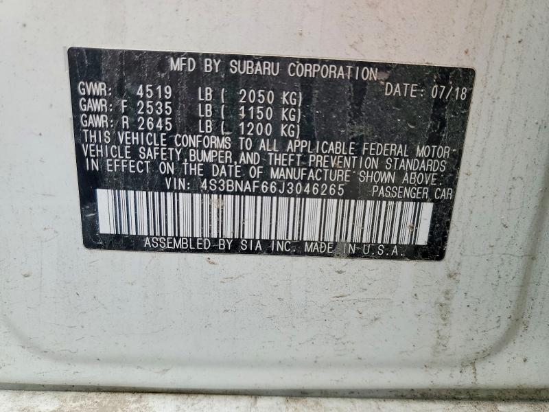 Aukcja sprzedaży 2018 Subaru Legacy, vin: 4S3BNAF66J3046265, numer aukcji: 60022806
