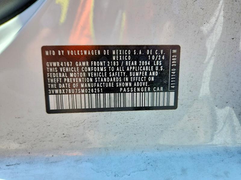 61661716 :رقم المزاد ، 3VWBX7BU7SM026251 vin ، 2025 Volkswagen Jetta مزاد بيع