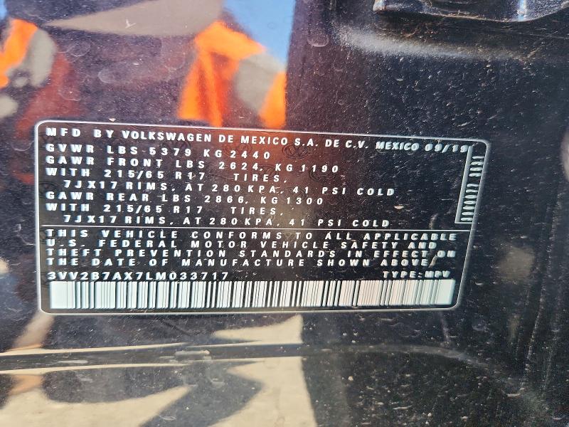 2020 Volkswagen Tiguan მანქანა იყიდება აუქციონზე, vin: 3VV2B7AX7LM033717, აუქციონის ნომერი: 60588426