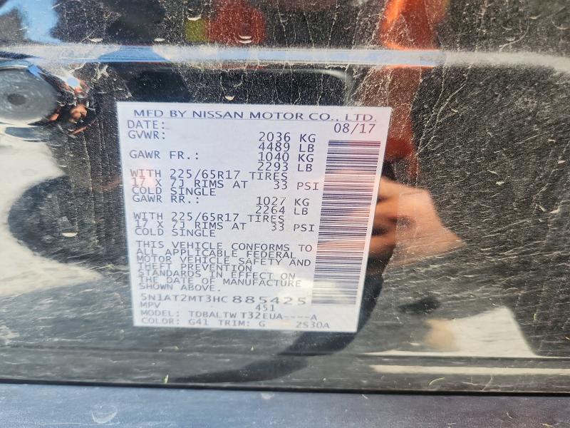 Aukcja sprzedaży 2017 Nissan Rogue, vin: 5N1AT2MT3HC885425, numer aukcji: 59601006