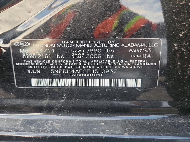 Aukcja sprzedaży 2014 Hyundai Elantra, vin: 5NPDH4AE2EH510937, numer aukcji: 62944126