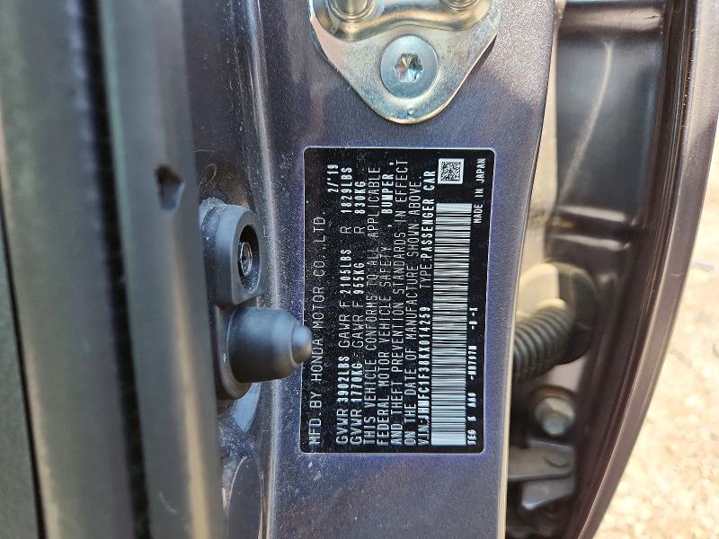 Aukcja sprzedaży 2019 Honda Civic, vin: JHMFC1F38KX014259, numer aukcji: 57974216