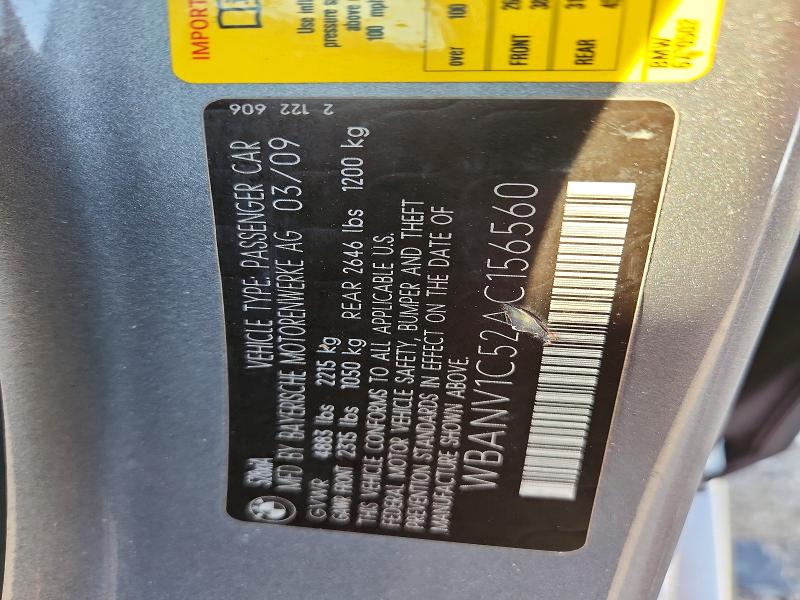 60441446 :رقم المزاد ، WBANV1C52AC156560 vin ، 2010 Bmw 528 مزاد بيع
