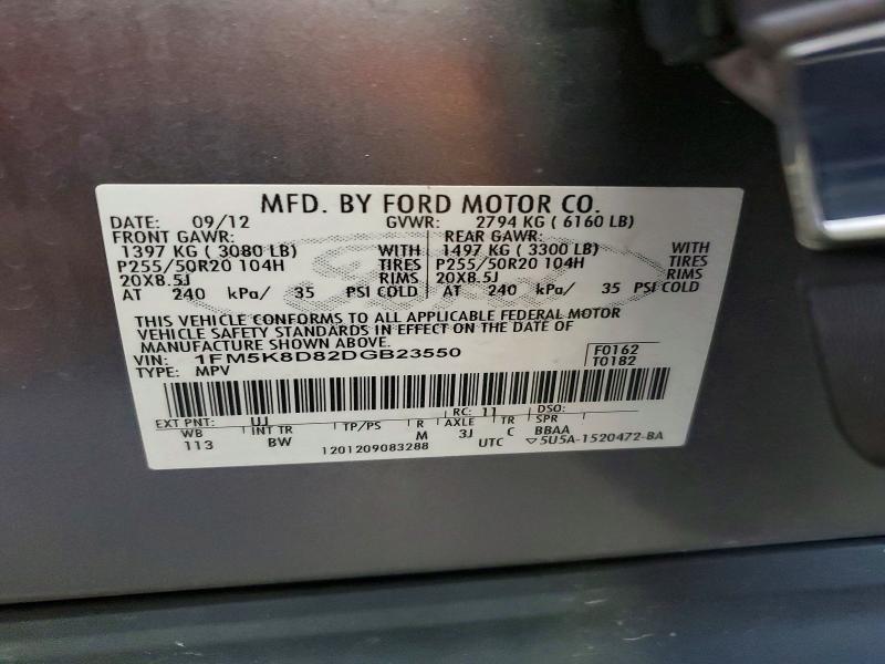 62918976 :رقم المزاد ، 1FM5K8D82DGB23550 vin ، 2013 Ford Explorer مزاد بيع