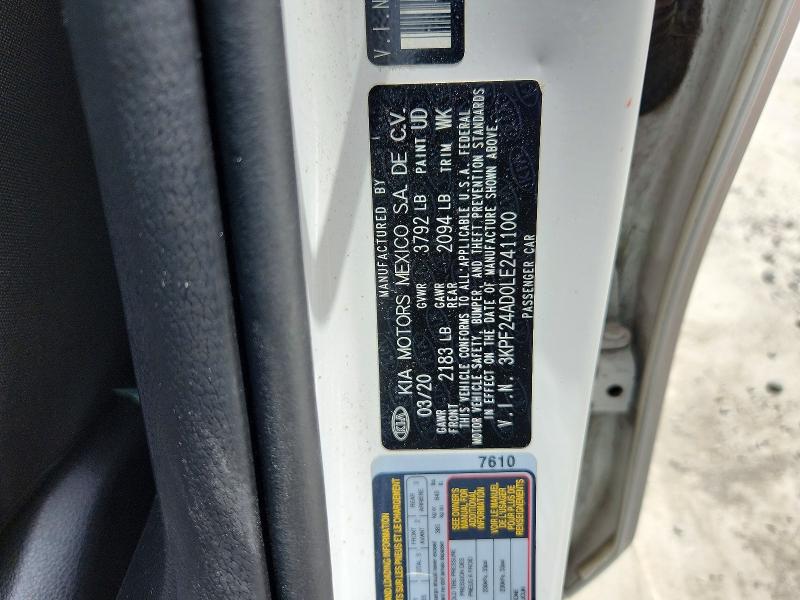 Aukcja sprzedaży 2020 Kia Forte, vin: 3KPF24AD0LE241100, numer aukcji: 60940176