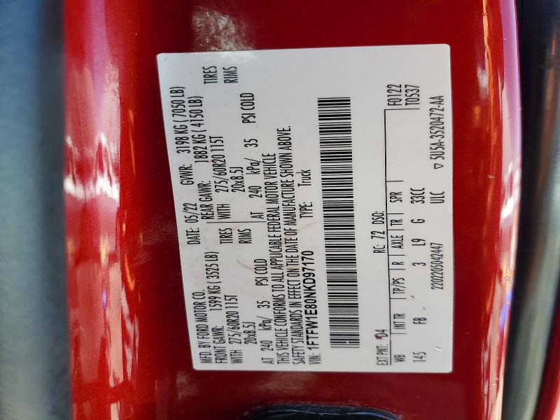 Aukcja sprzedaży 2022 Ford F150, vin: 1FTFW1E80NKD97170, numer aukcji: 59138856