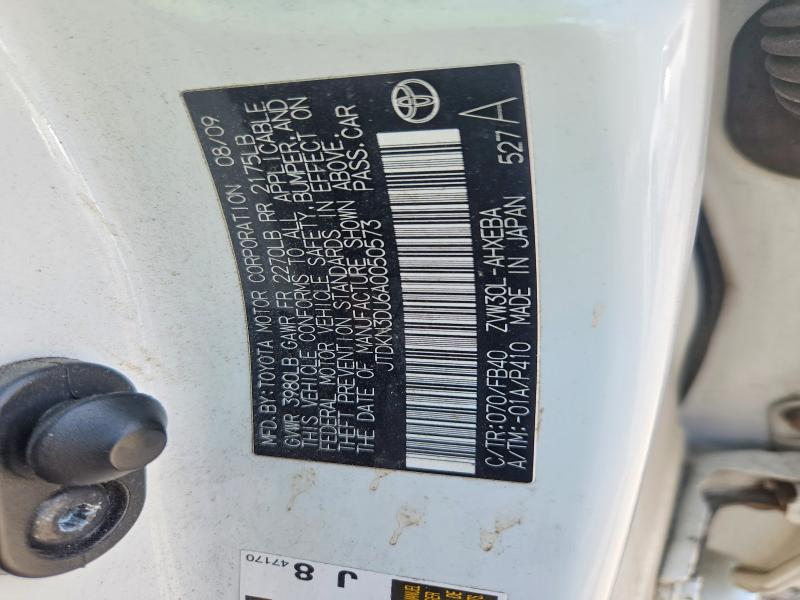 63371636 :رقم المزاد ، JTDKN3DU6A0050573 vin ، 2010 Toyota Prius مزاد بيع