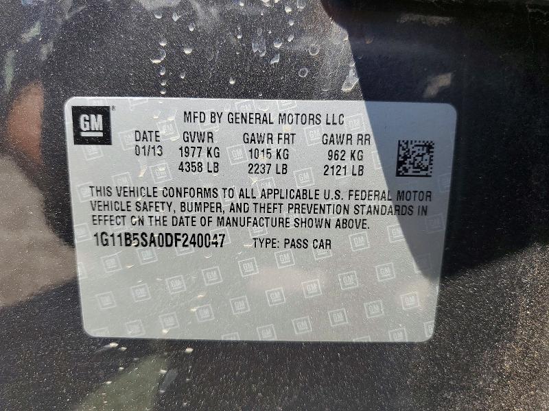 60526876 :رقم المزاد ، 1G11B5SA0DF240047 vin ، 2013 Chevrolet Malibu مزاد بيع