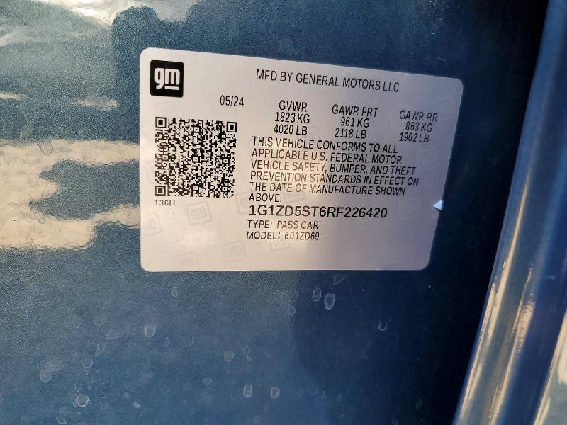 Aukcja sprzedaży 2024 Chevrolet Malibu, vin: 1G1ZD5ST6RF226420, numer aukcji: 61297766