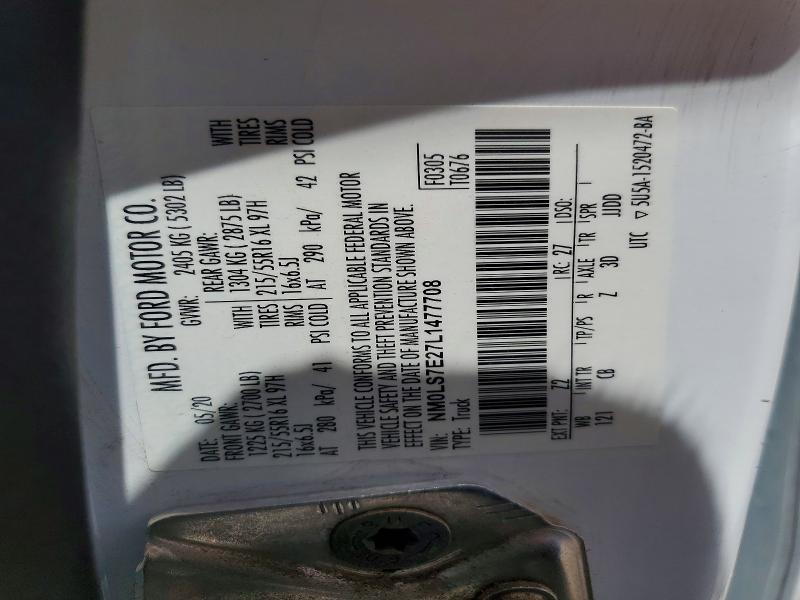 Продаж на аукціоні авто 2020 Ford Transit Connect, vin: NM0LS7E27L1477708, номер лоту: 59979246