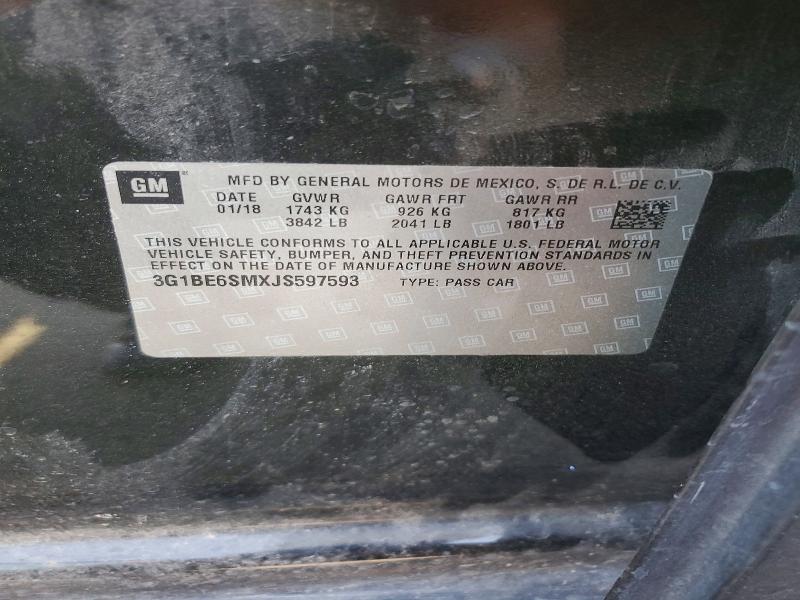 Продажа на аукционе авто 2018 Chevrolet Cruze, vin: 3G1BE6SMXJS597593, номер лота: 60464126