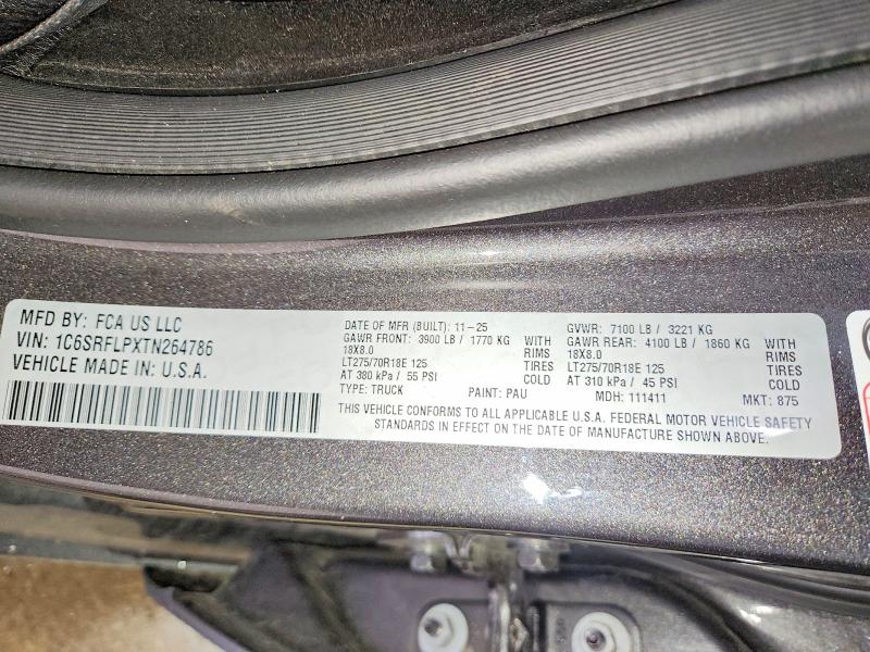 Продаж на аукціоні авто 2026 Ram 1500, vin: 1C6SRFLPXTN264786, номер лоту: 63017706
