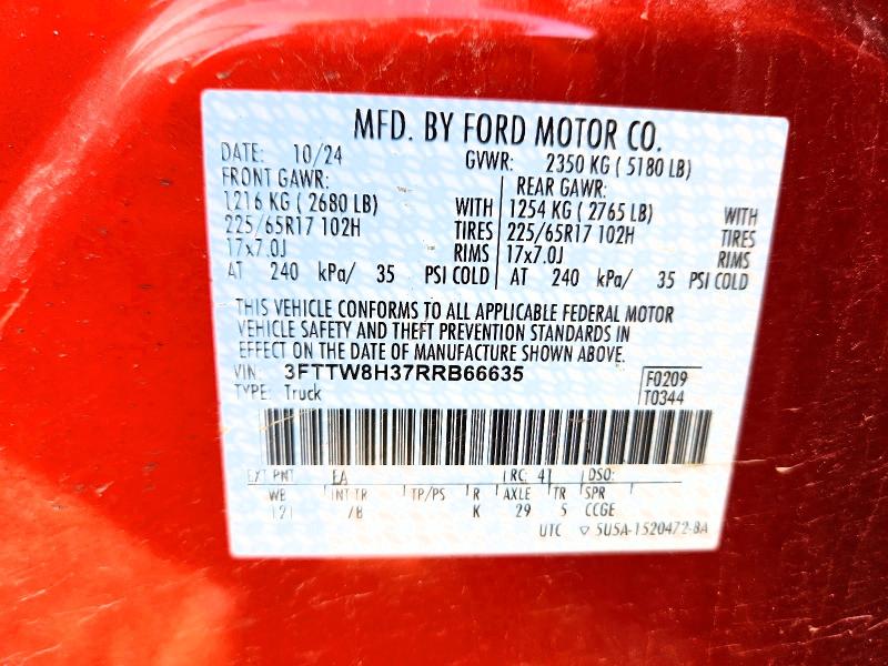 Продажа на аукционе авто 2024 Ford Maverick, vin: 3FTTW8H37RRB66635, номер лота: 61298026